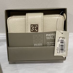 Giani Bini NWT creamy white leather wallet bifold zipper coin pocket NEW